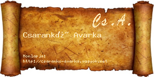 Csarankó Avarka névjegykártya